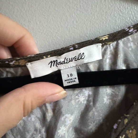 Madewell Olive Floral Midi Dress Cottagecore Boho Short Sleeve coquette girl 10 - Picture 5 of 7